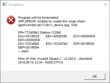 Program will be terminated APP_ERROR: CreateVertexBuffer FAILED! (gem\render\dx11\dx11_ivbuffers.cpp, 75)